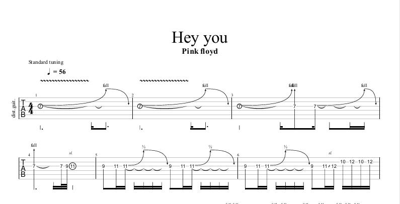 تبلچر سولوی گیتار الکتریک آهنگ Hey You از Pink Floyd - Image 2